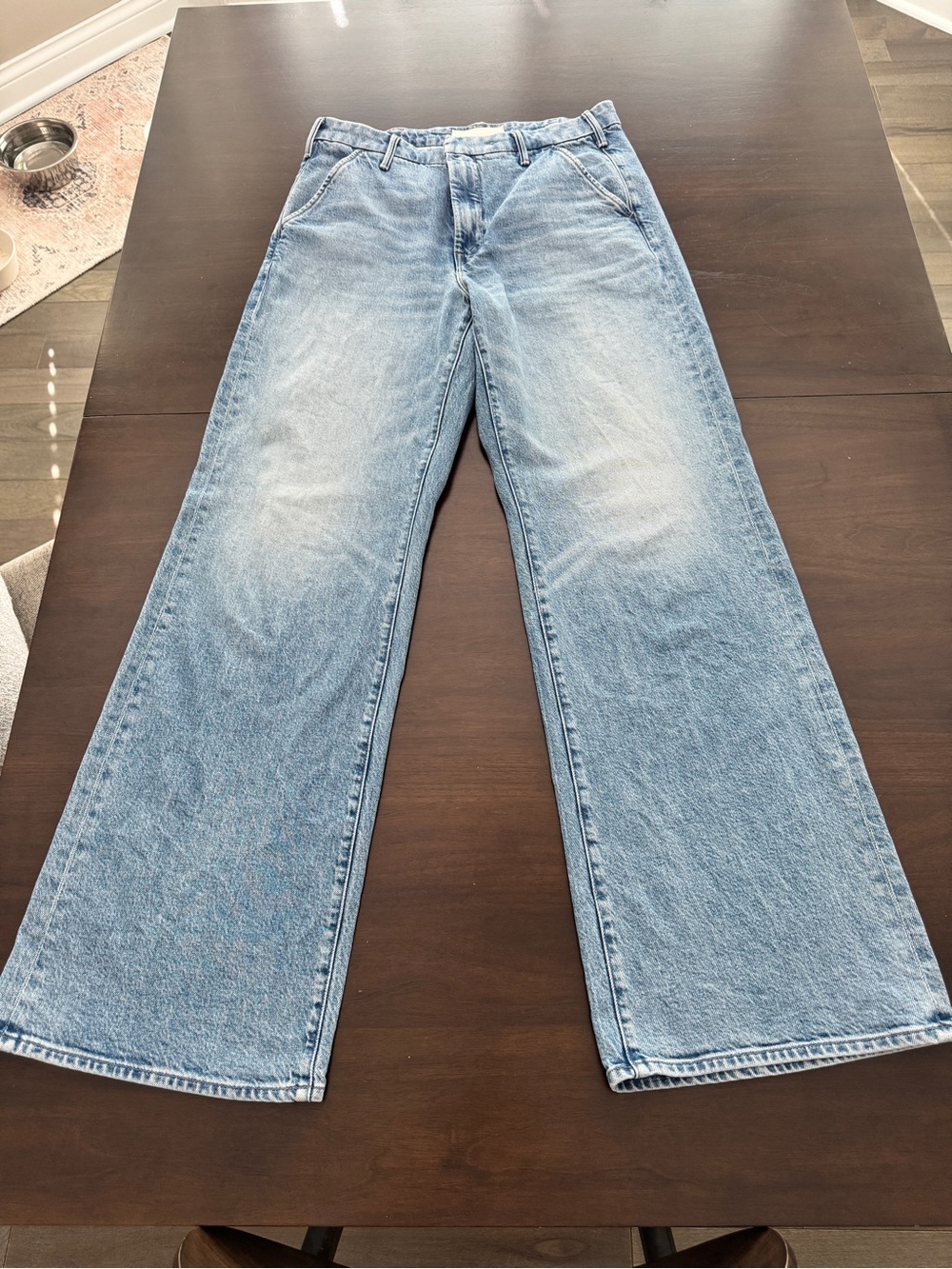 MOTHER The Sk8r Prep Sneak Mid-Rise Straight/Wide Leg Jeans 32” Inseam